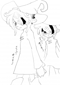 スプラトゥーンのオクトリング化したシフランの絵(パロ)。